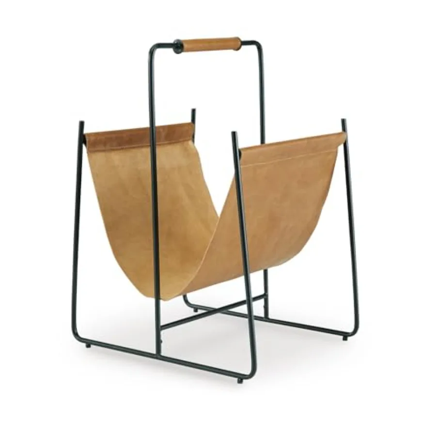 

Signature Design от Ashley Faronworth Повседневная кожаная журнальная полка с ручкой Светло-коричневый и черный