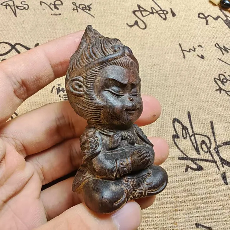 تمثال ملك قرد العود المنحوت يدويًا - تمثال Sun Wukong مقاس 3 بوصات، فن قابل للجمع، ديكور منزلي، هدية إبداعية، قطعة محمولة باليد #4