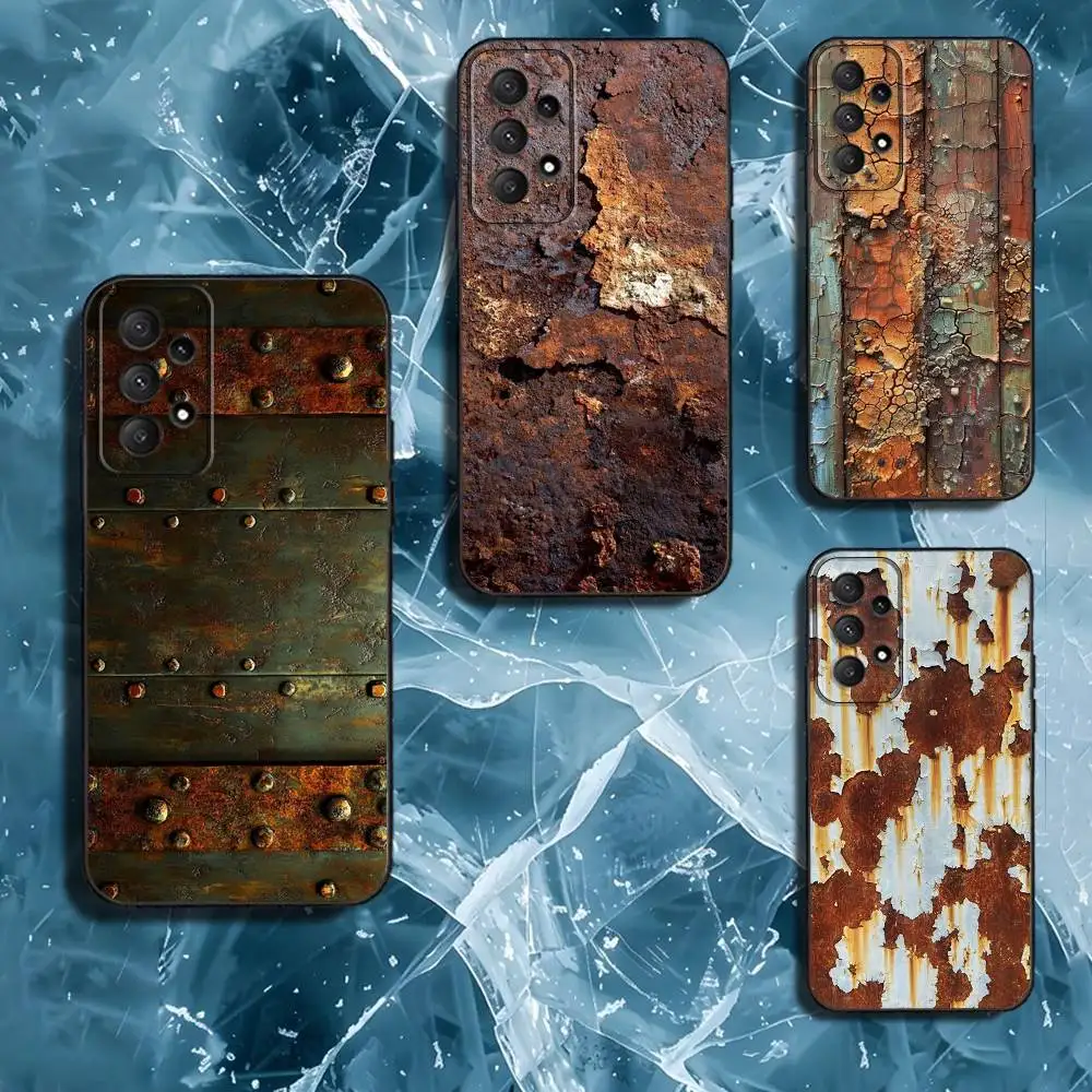 

R-Retro Industrial Style Rusty Phone Case For Samsung Galaxy A13,A21s,A22,A31,A32,A52,A53,A71,A80,Soft Black Shell