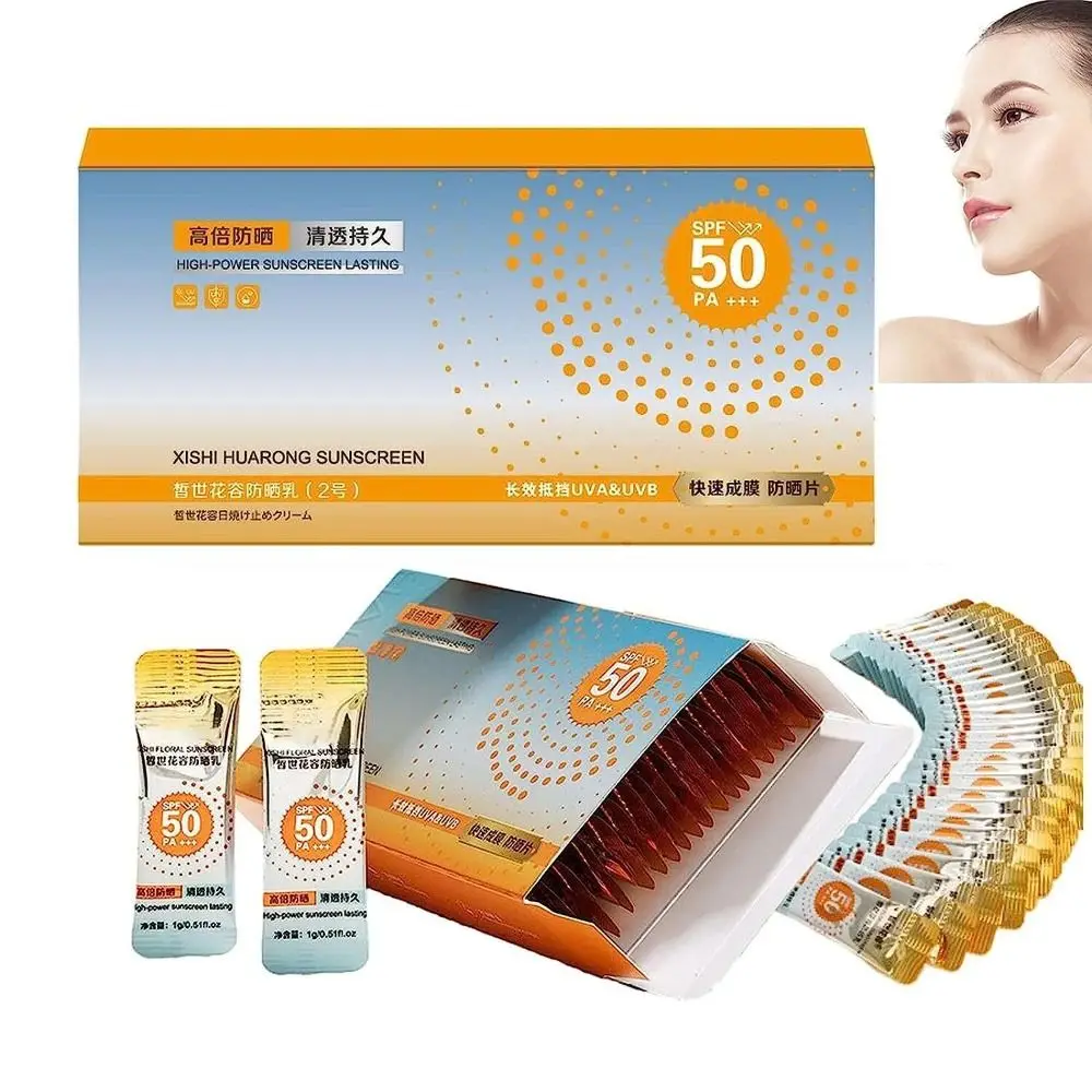 Smooth 50 PCS Xishi Huarong Sunscreen Spf 50+ Moist Super Sun Protection Sunscreen Emulsion Moisturizing Sunscreen Face