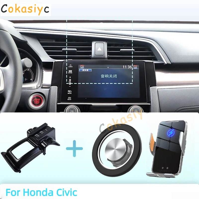 

Made to measure For Honda Civic 10th 2017-2021 Phone Holder Car Magnetic Smart Sensing Wireless Charging One-Touch Release Qi