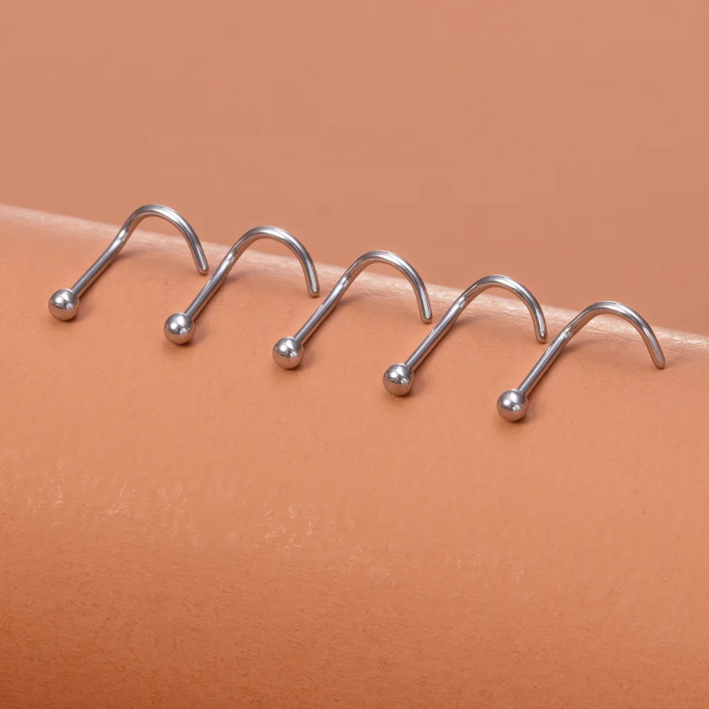 5 Stück Nasenringe für Frauen 20G Schraube Nasenstecker Herz Mond Stern Kugel Edelstahl Nasenloch Piercing Septum Knorpel Schmuck – Detail 8