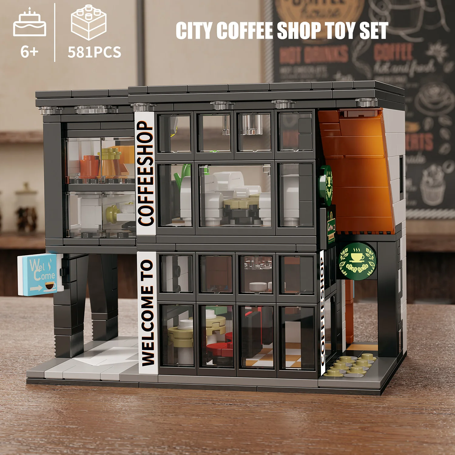 

587PCS Building Blocks Toy City Street View Coffee Shop Model Educational Toys Compatible Others Bricks Sets Christmas Gifts