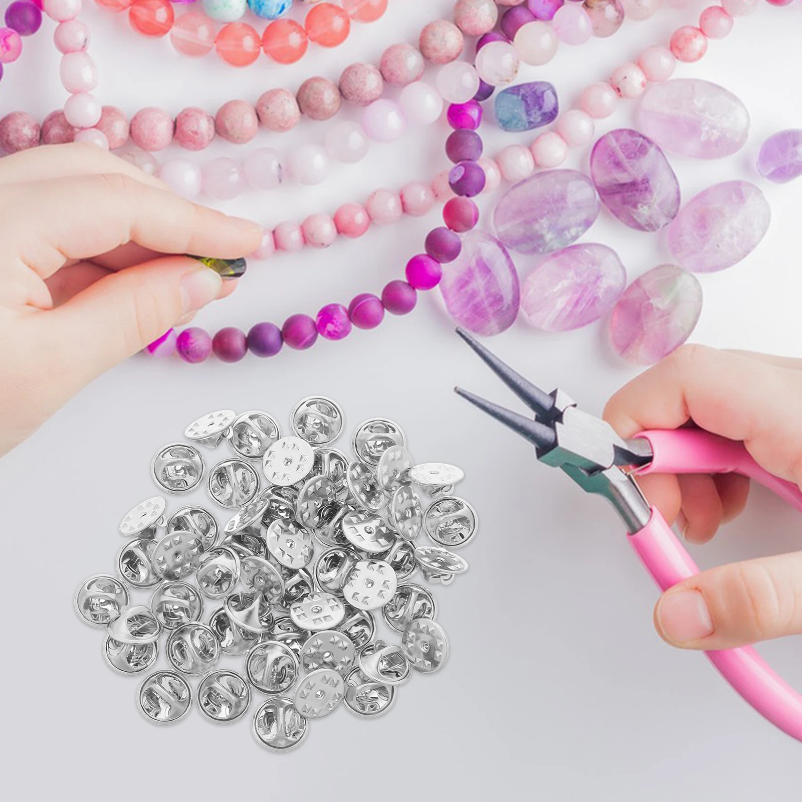 50 Stück Metall-Schmetterlingskappen-Abzeichen, Kupplung, goldene Knöpfe für Blazer, Anzug, Mitarbeiter, Namensschilder, Ersatz-Pin-Rückseiten, Schmuckzubehör