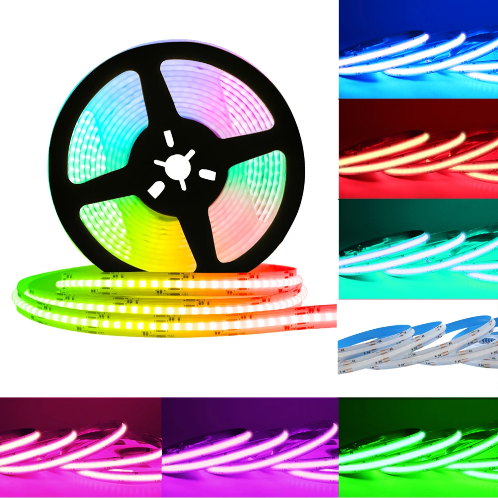 12V 24V COB LED Strip Light RGB White CCT Flexible Led Tape 840 784 528 512 LEDs High Density Bright Liner Lighting Home Decor