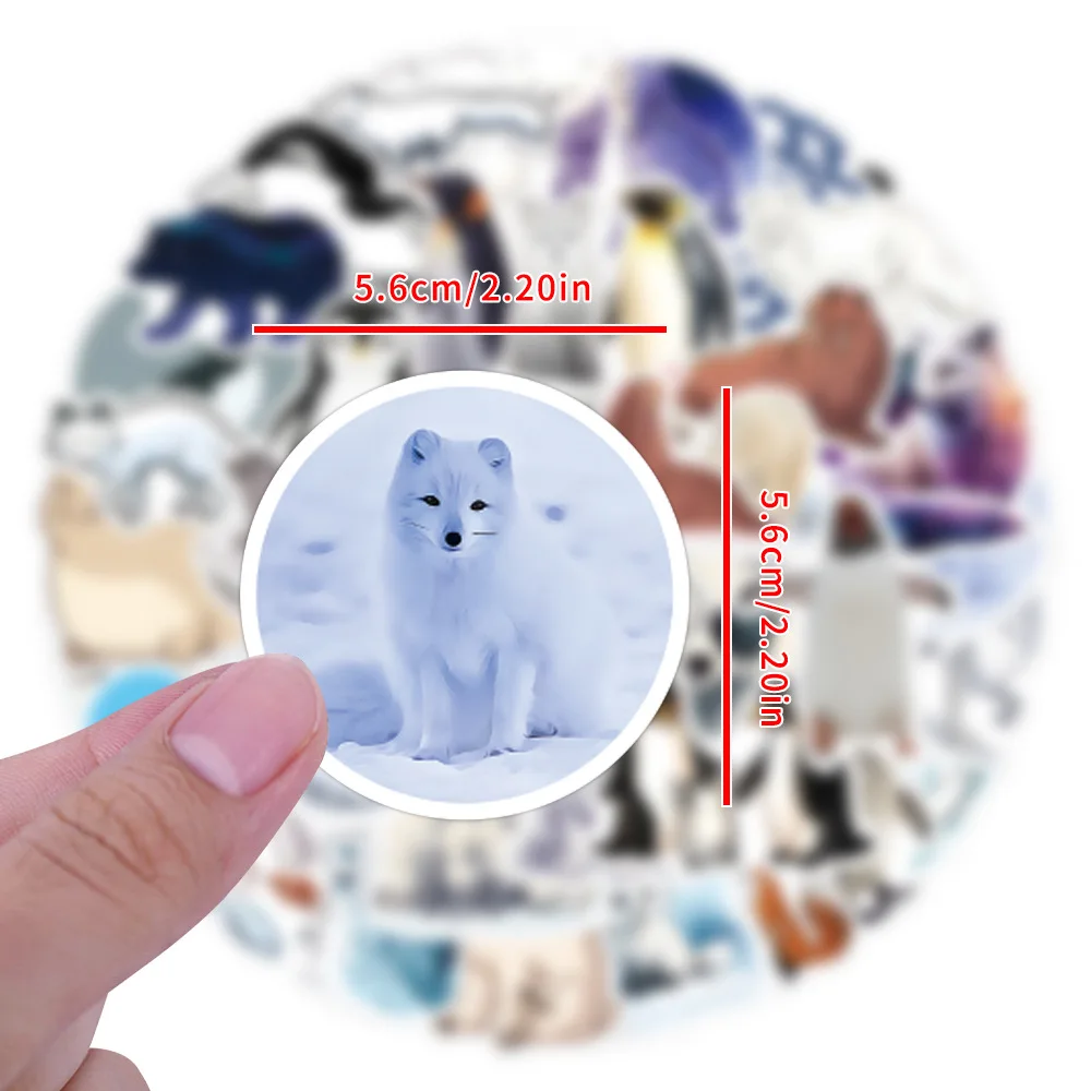 60 SZTUK Kreskówkowych Uroczych Naklejek z Niedźwiedziem Polarnym i Pingwinem, Wodoodporne Naklejki ze Zwierzętami Arktycznymi, Zabawki dla Dzieci, Prezenty, DIY, Dziennik, Album do Wyklejania