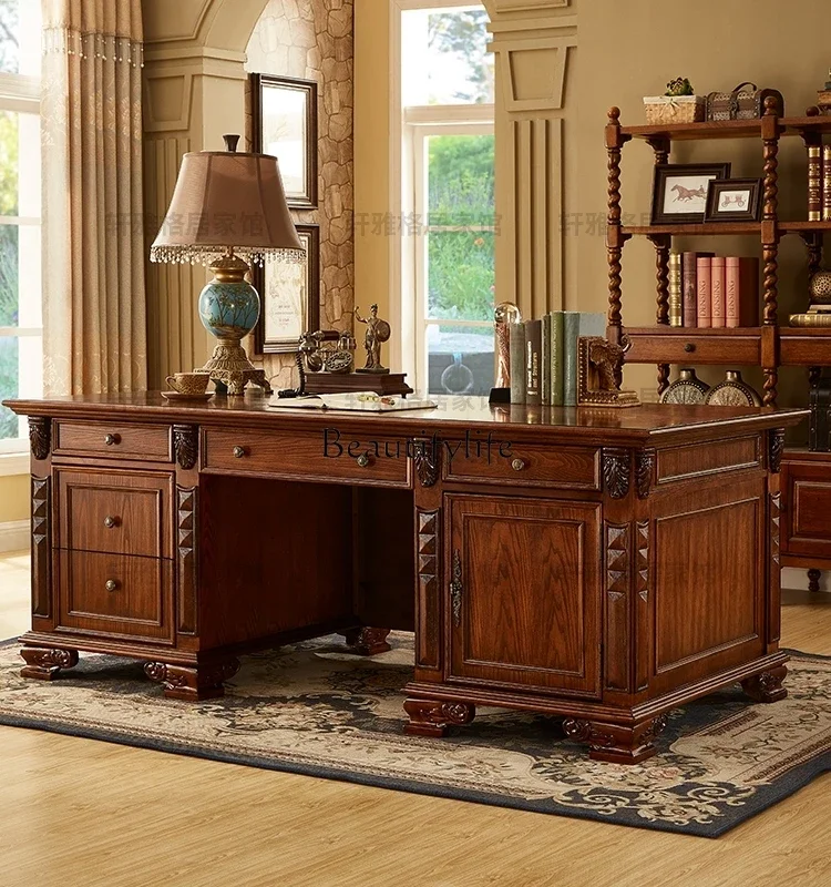 American solid wood computer desk European luxury calligraphy writing desk