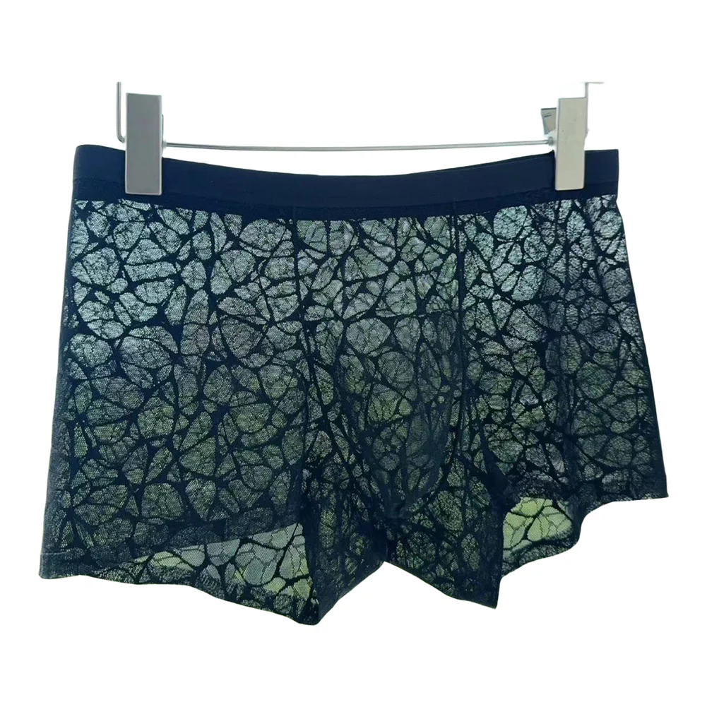 

Underwear U Convex Pouch Boxer Trunks Men's Ice Silk Jacquard Lace Boxers Shorts Man Thin Panties For Summer