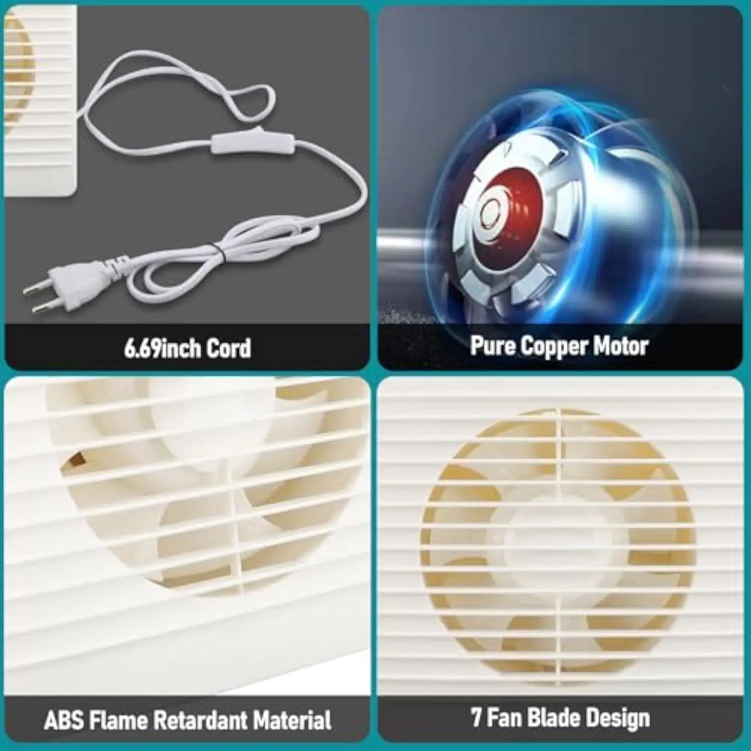 Exaustor, ventilador de ventilação de montagem na parede da janela de 8 polegadas com interruptor para ventilação eficiente da garagem do banheiro da cozinha (branco, 80W)