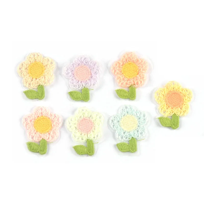10pcs/lot 4.4x3.6cm Lace Edge Mix Color Flower Patches Crochet Applique Clothes DIY Embroidery Sewing Accessories Handmade Decor image 2