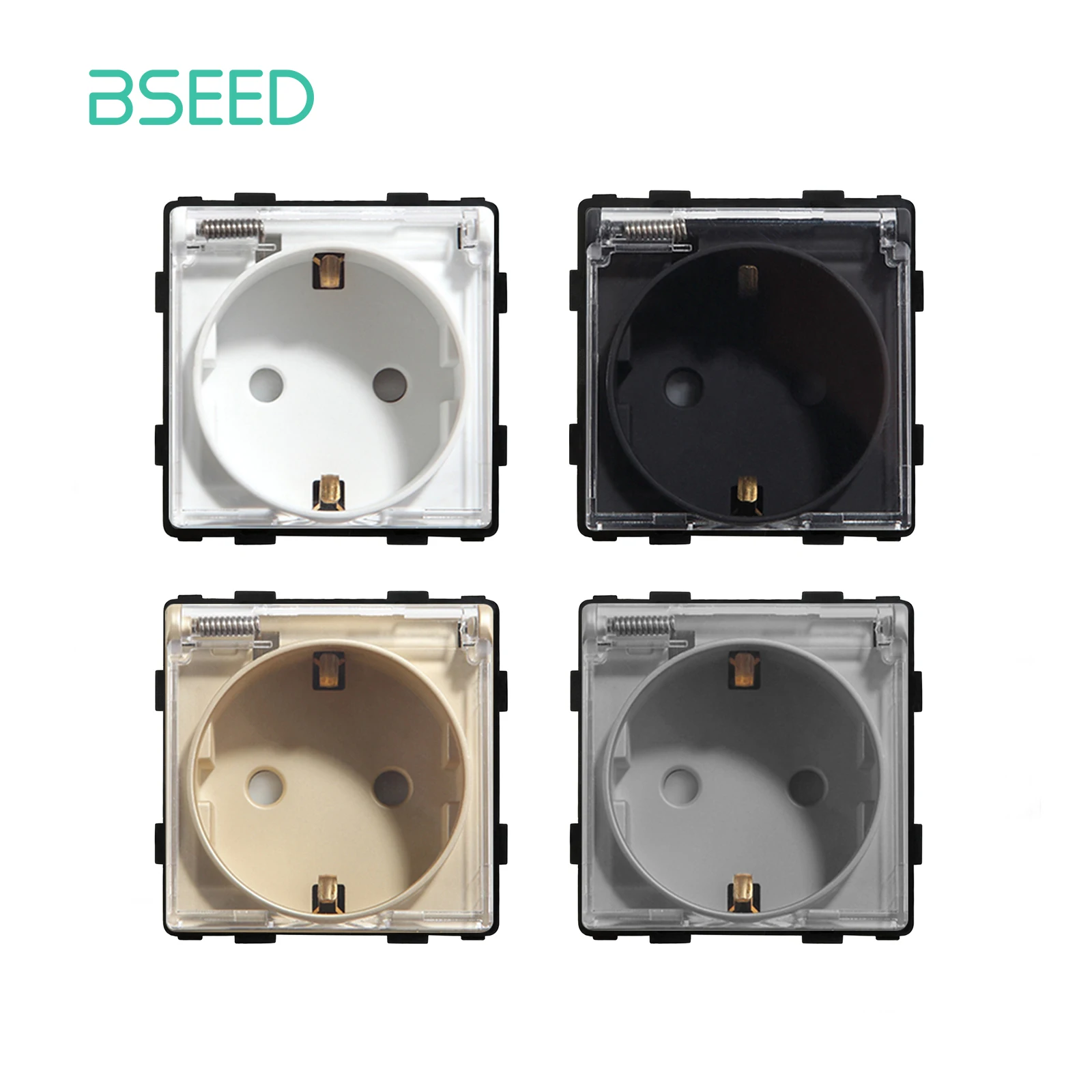 BSEED EU Wall Plugs presa elettrica funzione parte con copertura Waterpoof in plastica 250v 16A parte fai da te solo bianco nero oro grigio