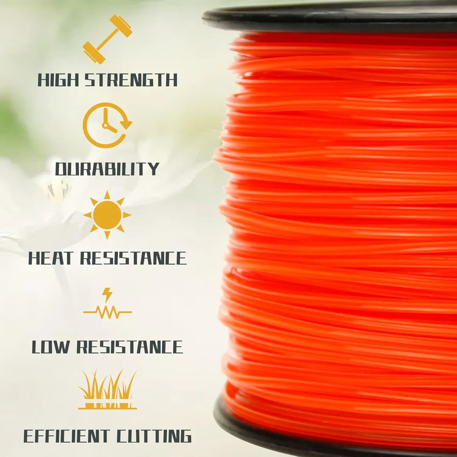 COSY Garden Tools Trimming Line Commercial Grade Orange Pentagonal Weeding Line High Quality Nylon Universal Diameter 4.0mm46m image 5