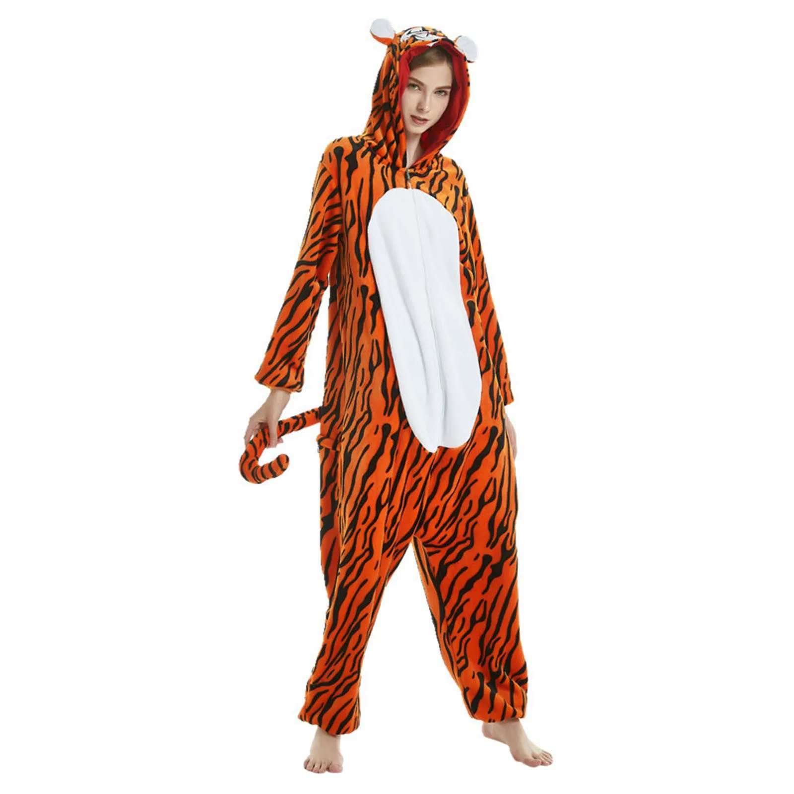 Kigurumi Pajamas Women Sleepwear Onesie Animal Cartoon Jumpsuit Cartoon Tiger Costume Winter Child Women's Pyjamas