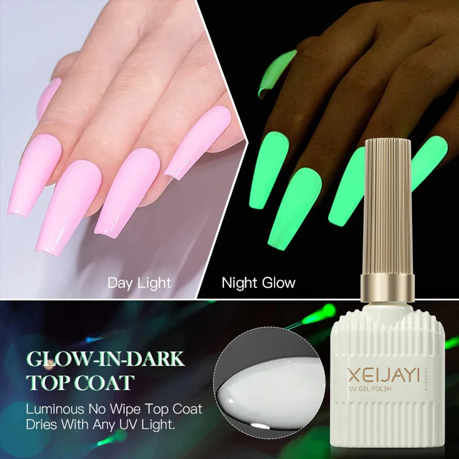 XEIJAYI 1PC 15ML 暗闇で光るジェルネイルポリッシュ - ホームサロンマニキュアと DIY 用の発光トップコート - 長持ちし耐久性があります