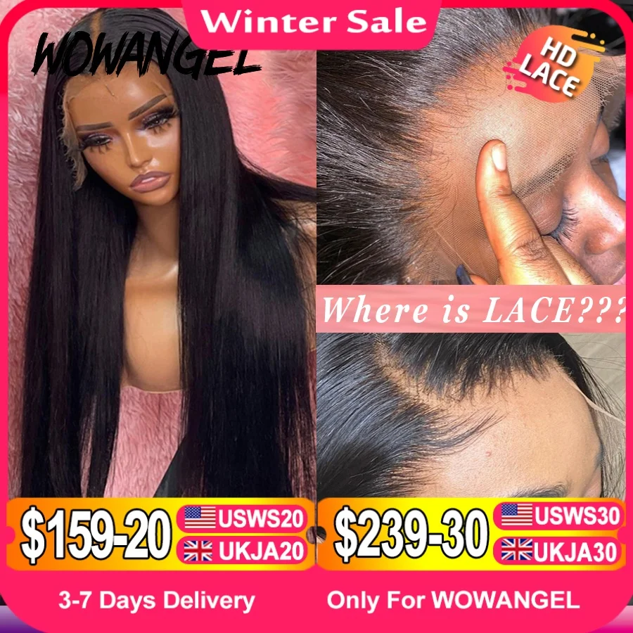 34inch Real HD Lace Front Wig Pre Plucked Straight Wigs 13x6 HD Transparent Lace Frontal Human Hair Wig Brazilian Hair For Woman