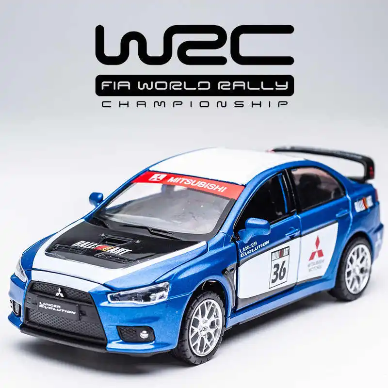 1/32 Mitsubishi Lancer Evolution WRC Rally Toy Car Model Diecast Metal Miniature Sound Light Pull Back Collection Gift For Kid