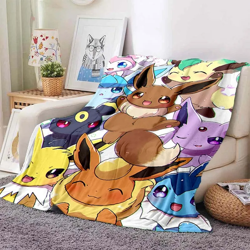 Cartoon Warm Soft pokemon Eevee coperta personalizzata Fluffy Sofa Plaid peluche copriletto inverno quattro stagioni coperta per divano letto