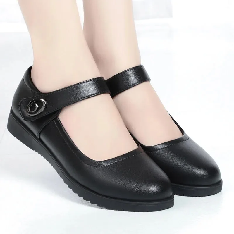 Zapatos planos blancos ahuecados con correa de hebilla para mujer, calzado informal antideslizante, elegante, color negro, H5746