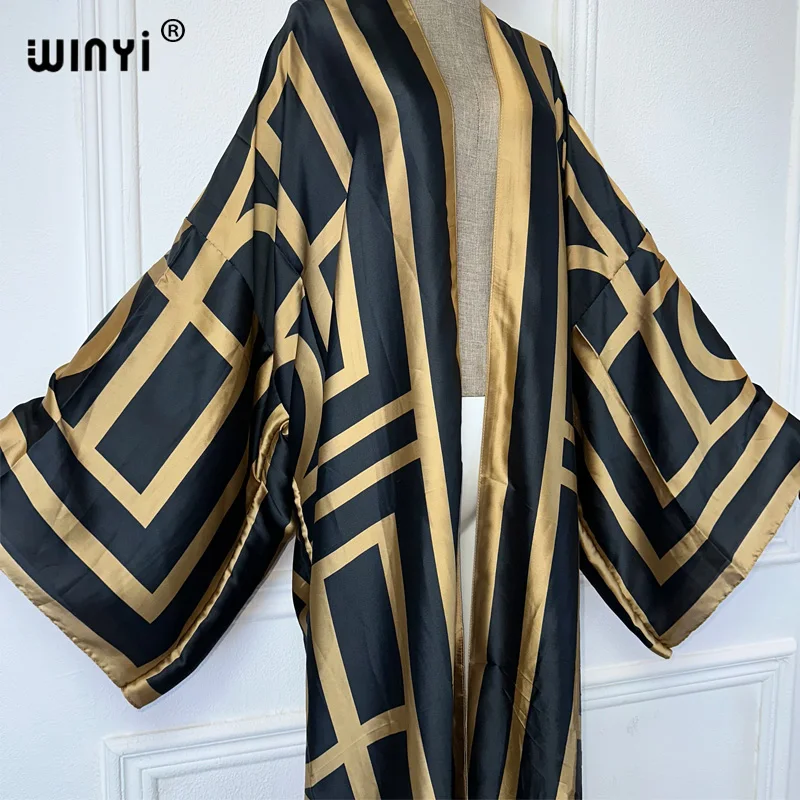 WINYI Africa boho print Kimonos african dresses for woman Cardigans beach outfits kaftan beach cover up evening dress maxi coat