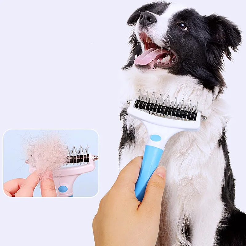 Dog Comb Knife Dogs Brush Double-sided Dog Grooming Brush Stainless Steel Dogs Hair Knot Comb Pet Hair Remover Pet Supplies