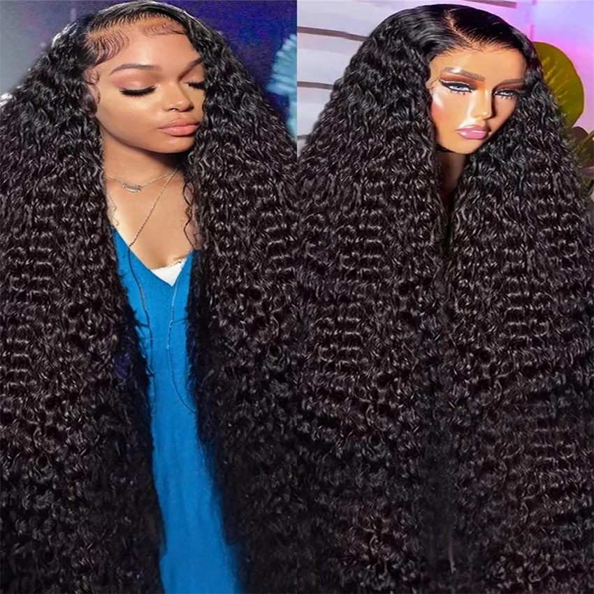 

13x4 Lace Frontal Human Hair Wig Deep Wave 360 Water Curly Remy Full Lace Front Wigs 18 Inches Preplucked Hair For Women On Sale