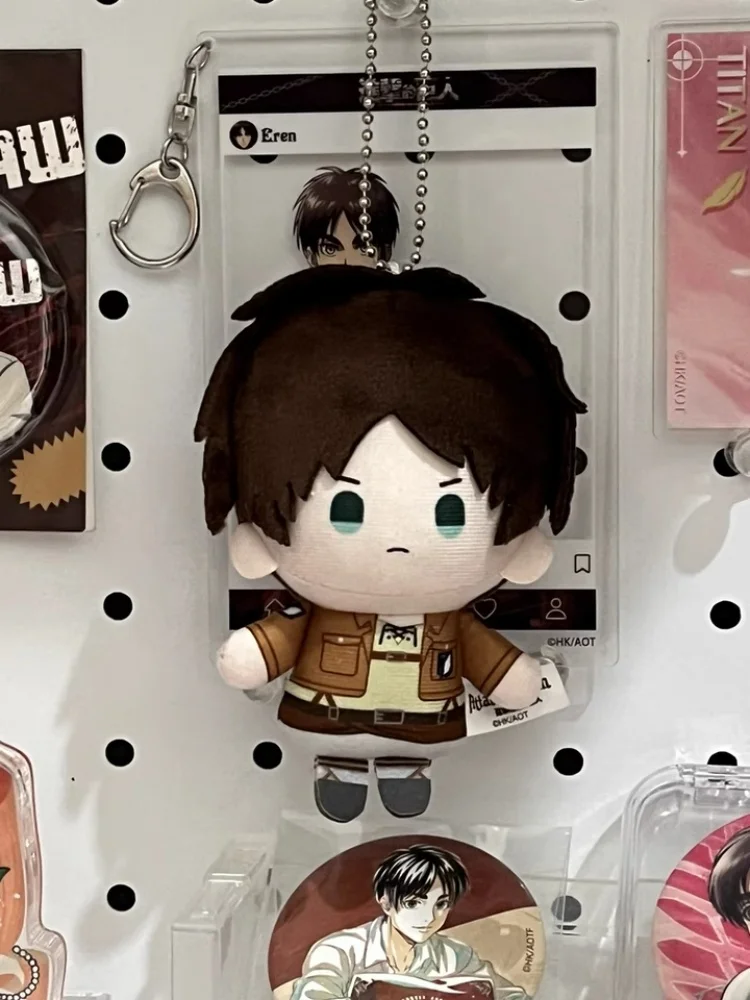 Qullset Official Attack on Titan Plush Keychain Anime Stuffed Doll Bag Pendant Levi Mikasa Hange Eren Collectible for Fans