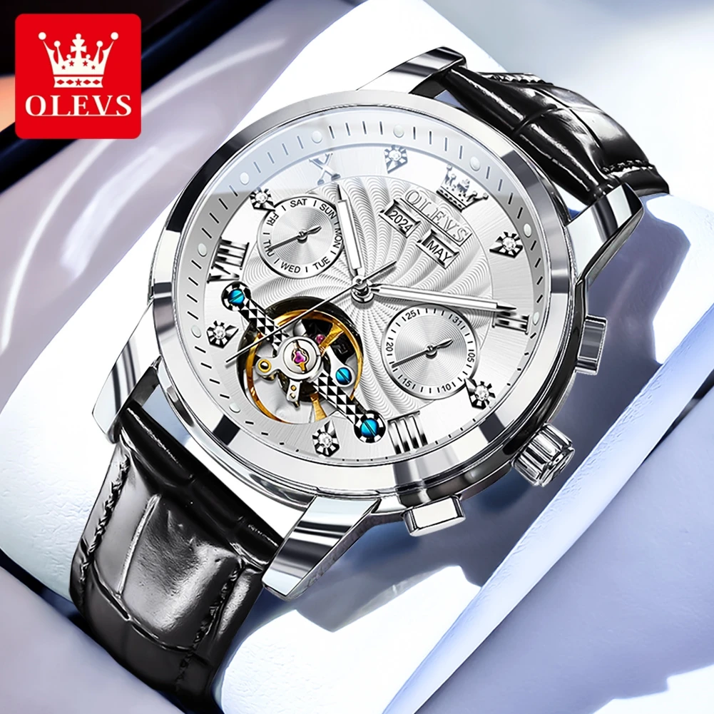 

OLEVS 7088 Luxury Multifunctional Watch for Men High-quality Man Hand Clock Dual Calendar Displays Automatic Mechanical Watch