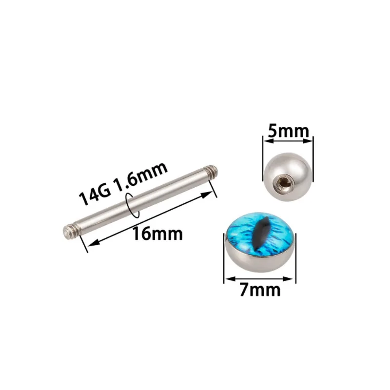 Snake Eye Tongue Piercing Rings for Women Punk Style 316L Stainless Steel Tongue Studs Silver Color Sexy Body Jewelry Wholesale