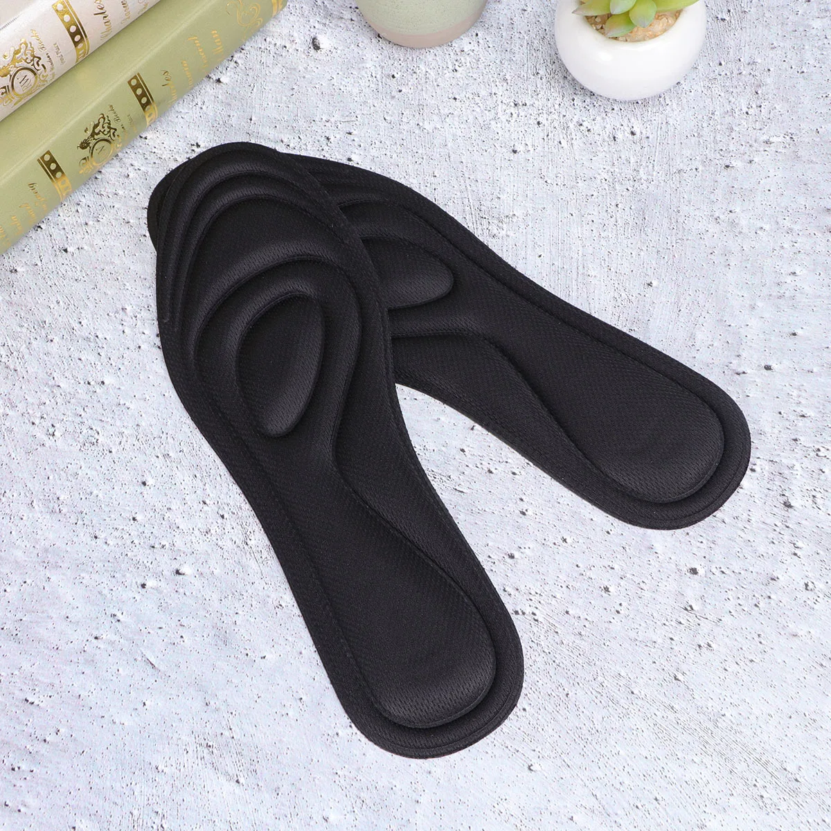 

1 Pair Sponge Massage Insoles Cuttable Breathable Sweat Absorption Pads For Men Women Size L Black Cushion Insert