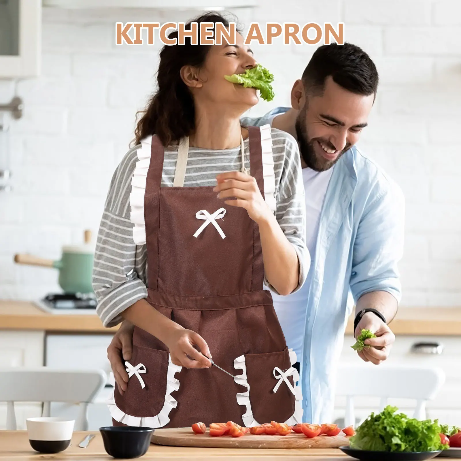 

Japanese Maid Style Apron Reusable Oil Proof Waterproof Heavy Duty Simple Apron For Cooking Cleaning Baking Bbq Workwear