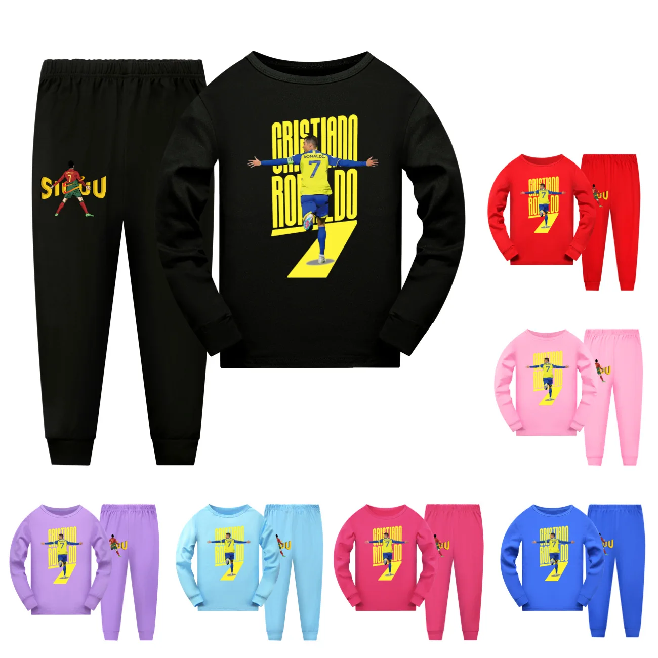 New Hot CR7 T Shirt sets Kids Pyjamas Boys Long Sleeve Sleepwear sportswear Girls Home Wear Clothes Kids Sweatshirts Best Gift