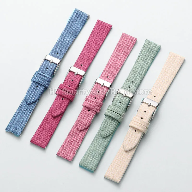 Ultra Thin Denim Leather Strap 8mm 10mm 12mm 14mm 16mm Slim Cowhide Wrist Band Women Small Size Bracelet Canvas Sport Watch Band