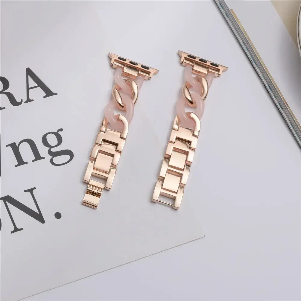 Stainless Steel Band For Apple Watch Series Ultra 2 49mm 11 10 9 8 7 6 5 4 SE Fashion Resin Bracelet 45mm 41mm 44mm 40mm 42/46mm