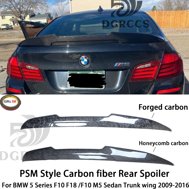 

For BMW 5 Series F10 F18 /F10 M5 Sedan PSM Style Carbon fiber Rear Spoiler Trunk wing 2009-2016 Honeycomb carbon Forged carbon