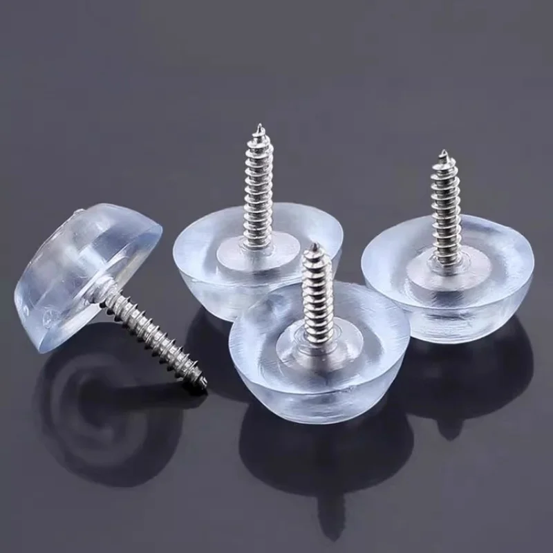 17mm 20mm Silicone Pad Transparent Soft Foot Nail Screw On Clear Rubber Feet Non-slip Pads For Furniture Floor Desk Protection