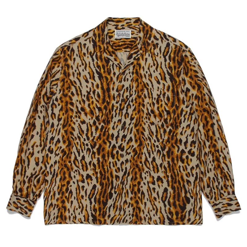 

2024SS WACKO MAR Hawaiian Style Leopard Shirt Autumn Fashion Men Woman Vintage Outdoor Casual Long Sleev