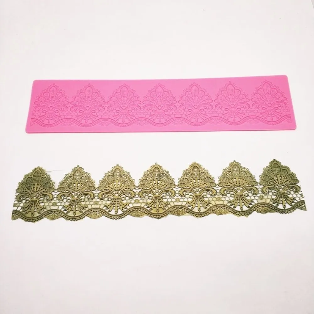 Silicone Floral Border Mold Flexible Vintage Floral Pattern Cake Lace Mat Embossed Texture Reusable Silicone Mold
