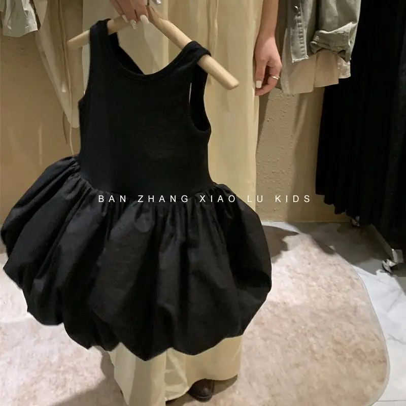 Girls Dress Children\'s Clothing Baby Fashion Dress Girl\'s Fashion Backless Bubble Skirt 2024