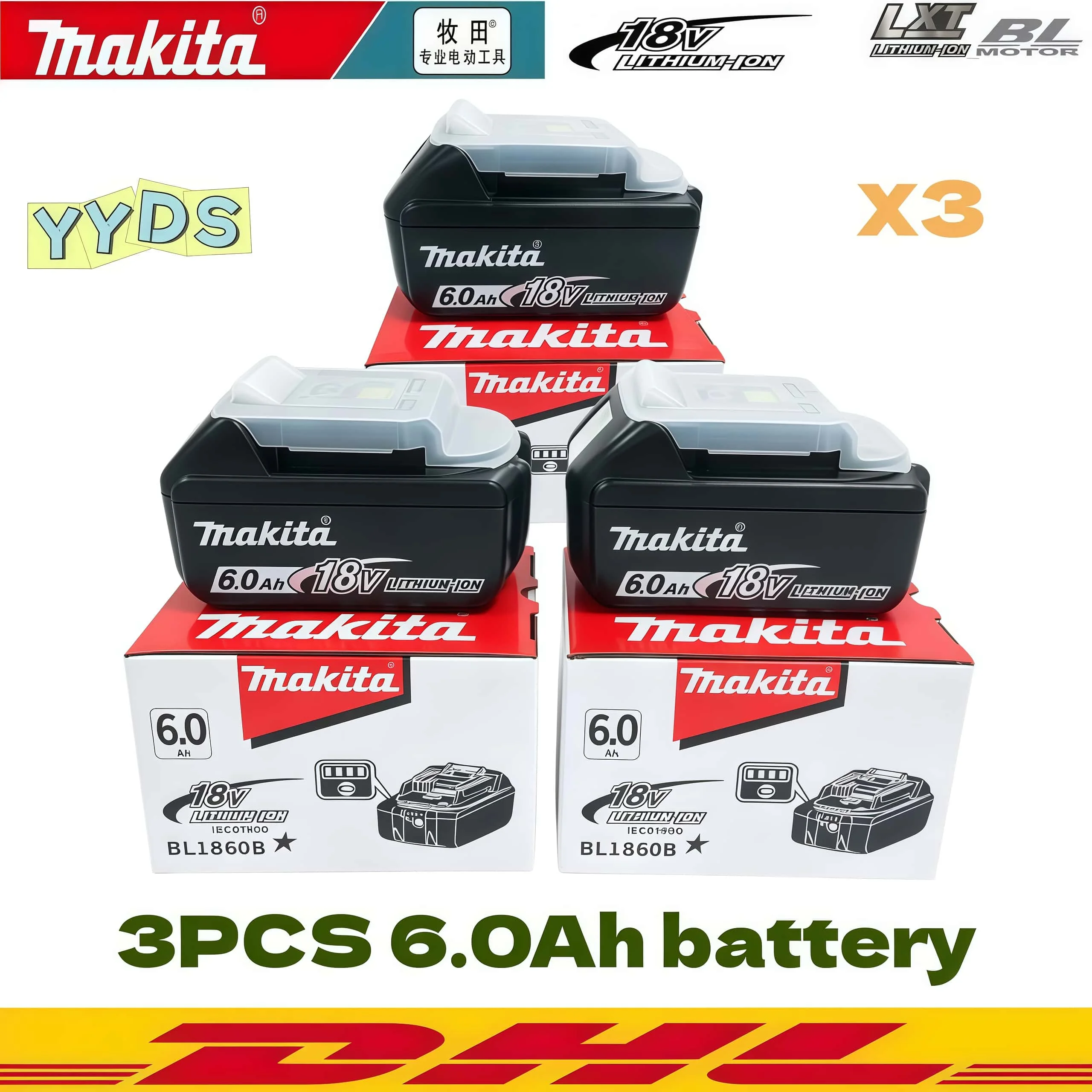 Genuine 6AH Makita BL1860B 6Ah Battery Power Tools Li-ion Replacement LXT BL1850 BL1840 for 18V Screwdriver with BMS 18V Battery image 3