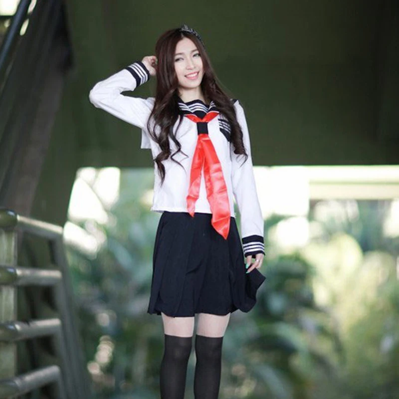 Japanese School Uniform For Girls Autumn Long-sleeve Student Sailor Uniforms Anime Hell Girl Cosplay Costume with Tie