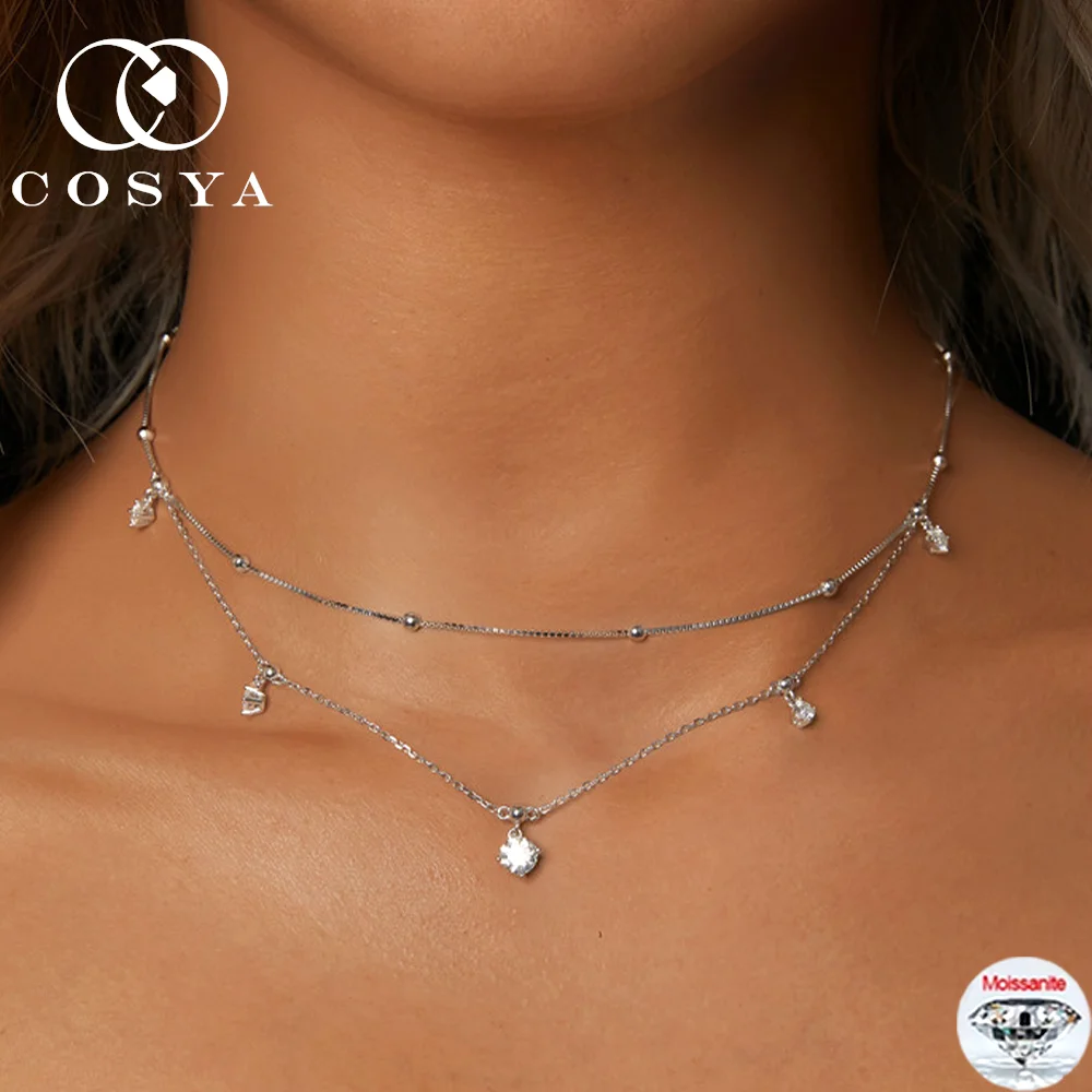 

COSYA Ожерелье с кисточками из муассанита для женщин S925, посеребренное 18-каратное золото D VVS1, круглая цепочка на шею с бриллиантами в лаборатории, вечерние ювелирные изделия