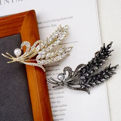 Korean version of flower crystal spring hair clips for women's fashion retro elegant ponytail horizontal chuck headdress jewelry
