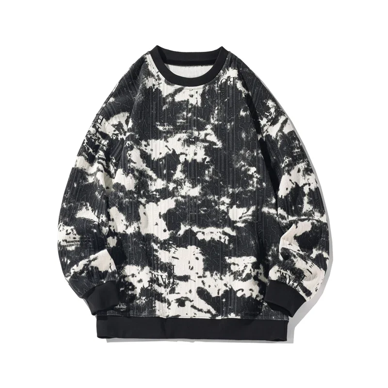 Suéter sin capucha Tie-dye para hombre y mujer, ropa informal suelta con cuello redondo, diseño de pintura de tinta, tendencia superior, Otoño, nuevo