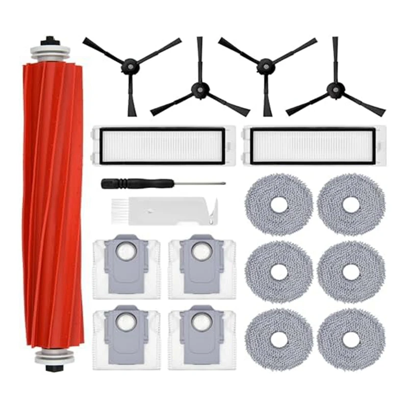 

AF89-Accessory Set For Roborock Q Revo Robot Vacuum Cleaner, Dust Bags, Main Roller Brush,Side Brushes, Filters, Mop Wipes