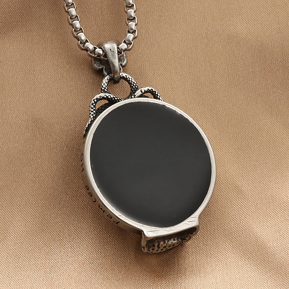 Punk Vintage Stainless Steel Magic Mirror Pendant Necklace For Men Women Gothic Unique Skull Necklaces Fashion Jewelry Gifts