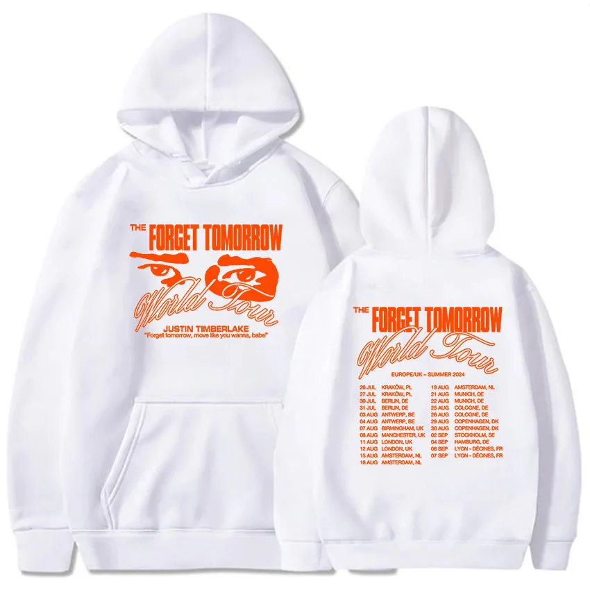 

Graphic Clothes Justin-Timberlake The Forget Tomorrow World Tour 2024 Hoodies Sudaderas Con Capucha Winter Hooded Pullovers Male