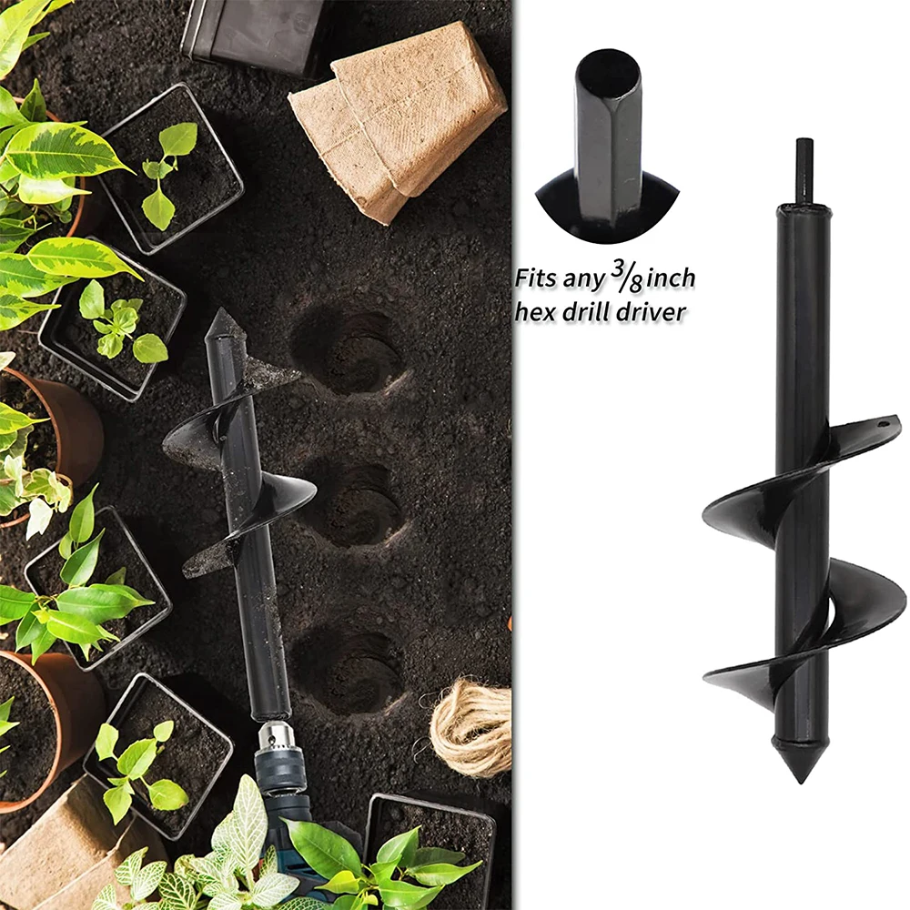 E2 9 to 18 Inch Earth Planter Spiral Auger Drill Bit Post Hole Digger Power Garden Auger Kit Spiral Drill Bit Tool Set for metal