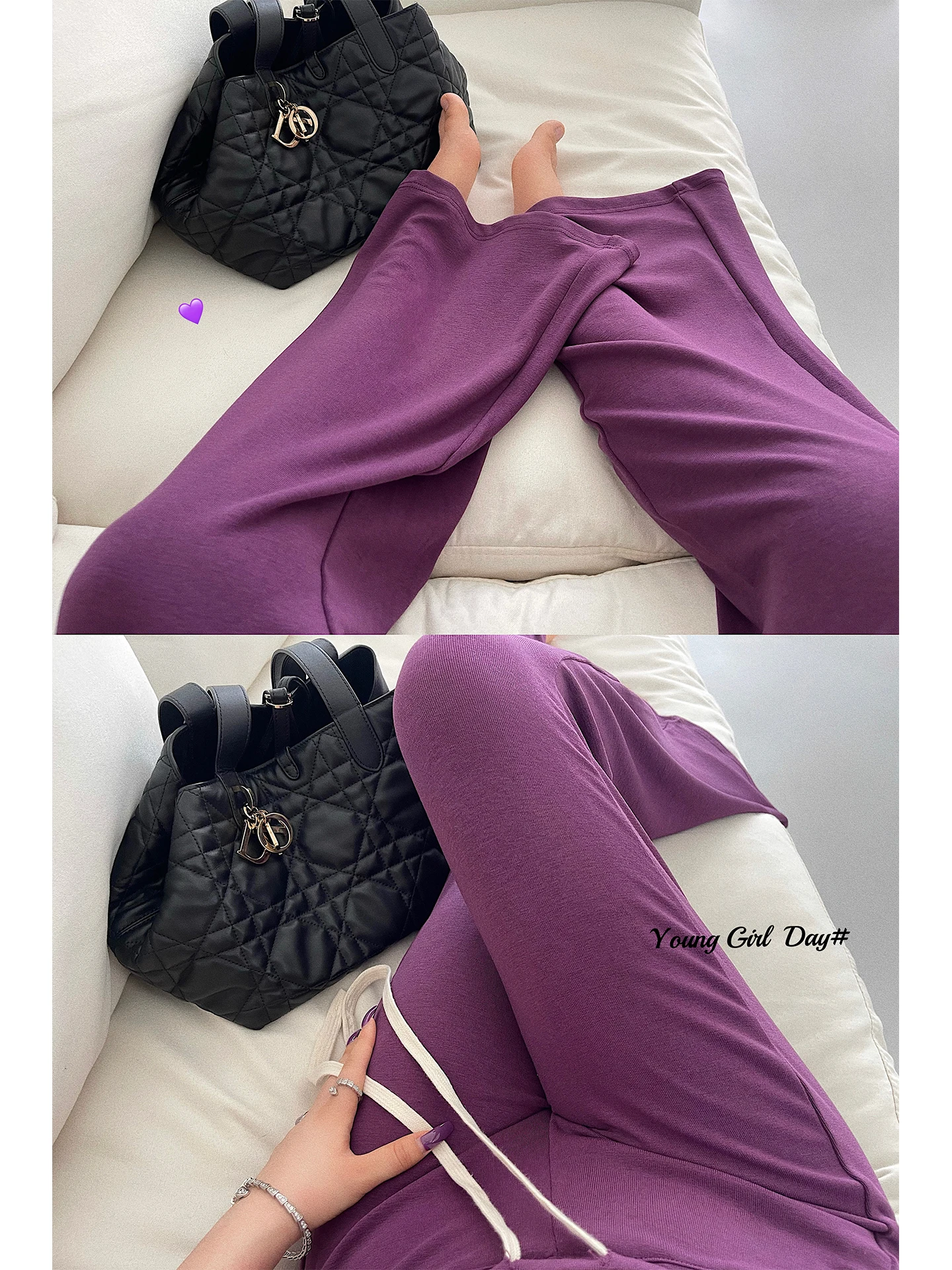 Casual Loose Fit Yoga Pants Drawstring Low Waist Bell Bottoms Lengthening Legs Draped Pants Floor-Length Trousers for Women