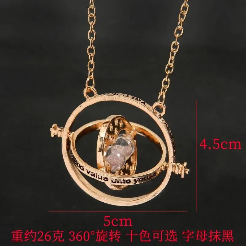 New Harried Time Necklace Timer Hourglass 360 Rotatable Potters Cosplay Props Astronomical Time Converter Magic School Fans Gift