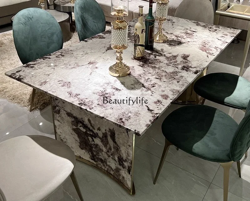 z.Luxury Stone Dining Table Natural Marble Light Luxury Italian High-end Imported